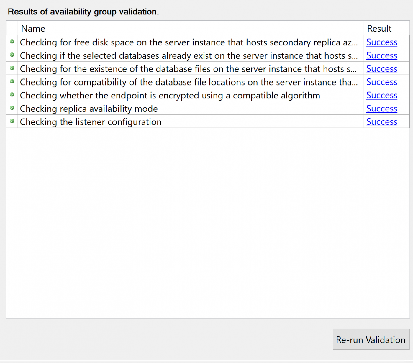 SSMS, Always On, Availability Group Wizard, Validation