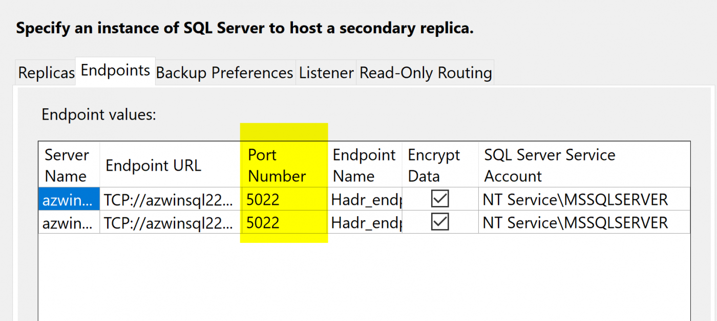 SSMS, Always On, Availability Group Wizard, Endpoints