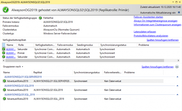 Mainzer Datenfabrik - Installation einer AlwaysOn Availability Group in SQL Server 2019