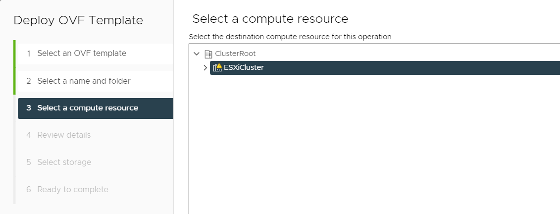 Auswahl der Compute Ressource