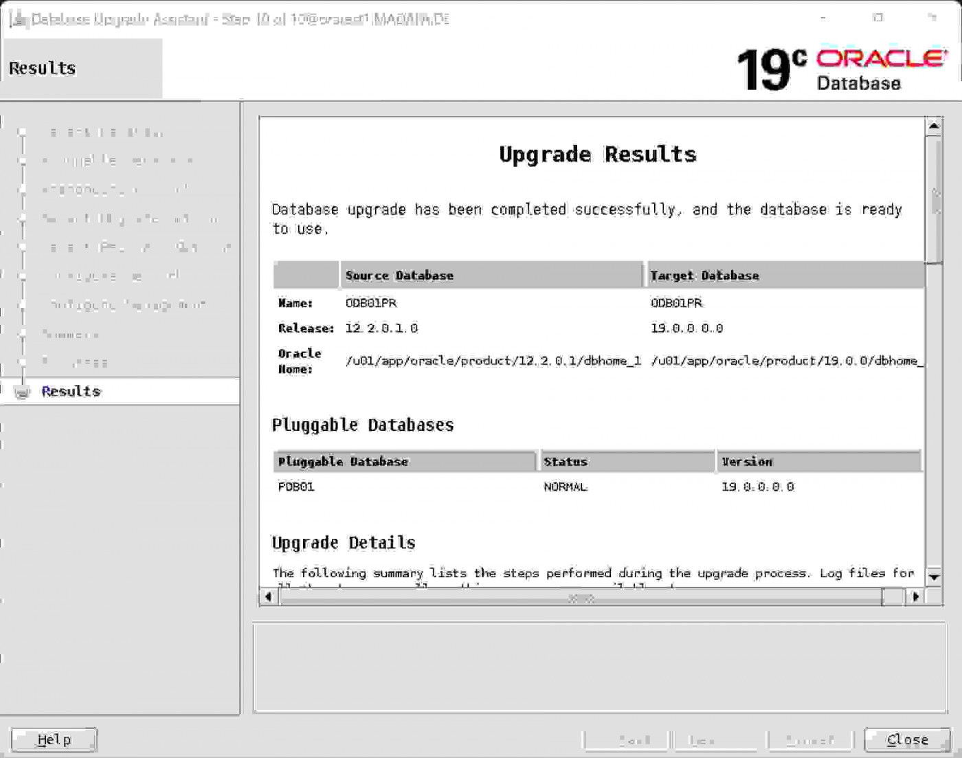 Mainzer Datenfabrik - Oracle online Upgrade von 12c auf 19c
