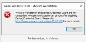 Mainzer Datenfabrik - VMWare Workstation and Device Guard incompatibility – Windows 10 (1903)